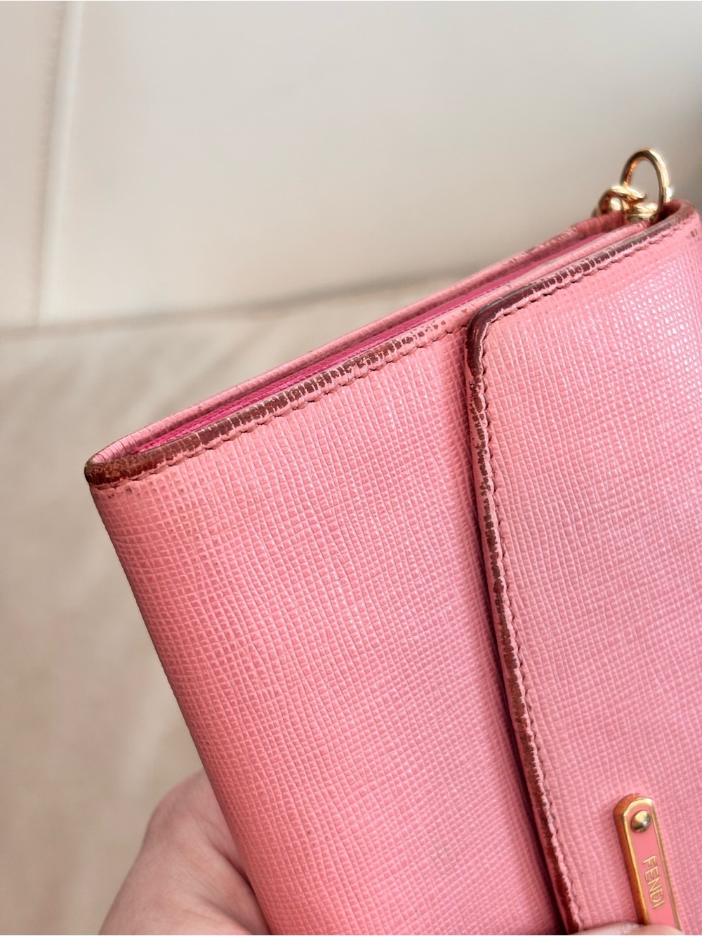 FENDI Pink Leather "Crayons" Pochette / Clutch Wallet W/ COA - Picture 8 of 15